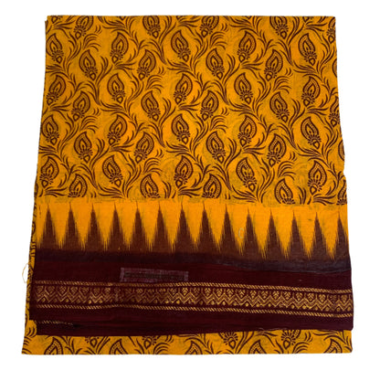 Chettinad Sungudi Cotton Mustrad Colour with Brown Border