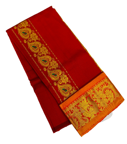 Maroon shade Semi silk Kids Pattu Pavadai with contrast border for age 2 to 5