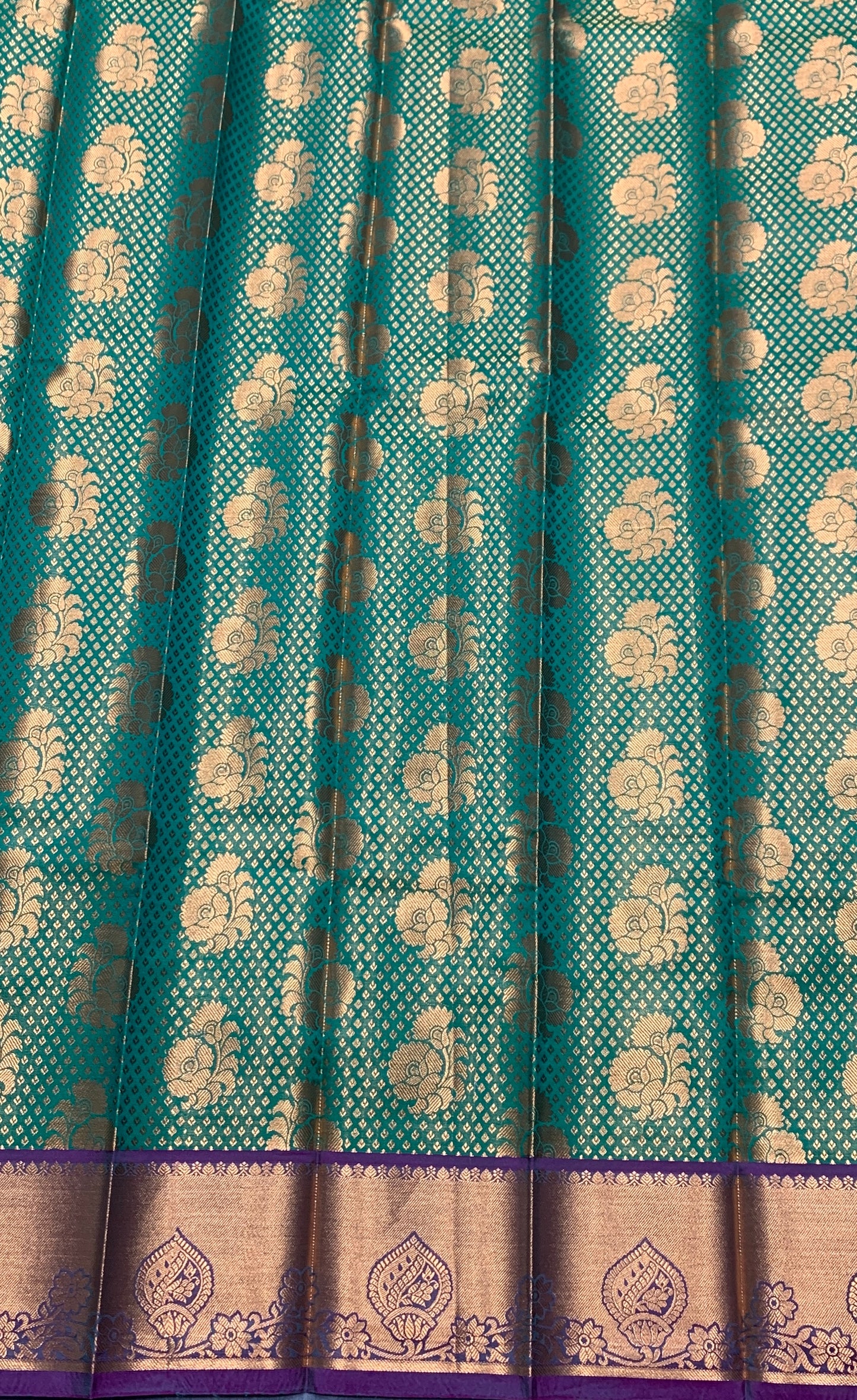 Vegan Silk Saree Light Green Colour with Pink and Copper Border