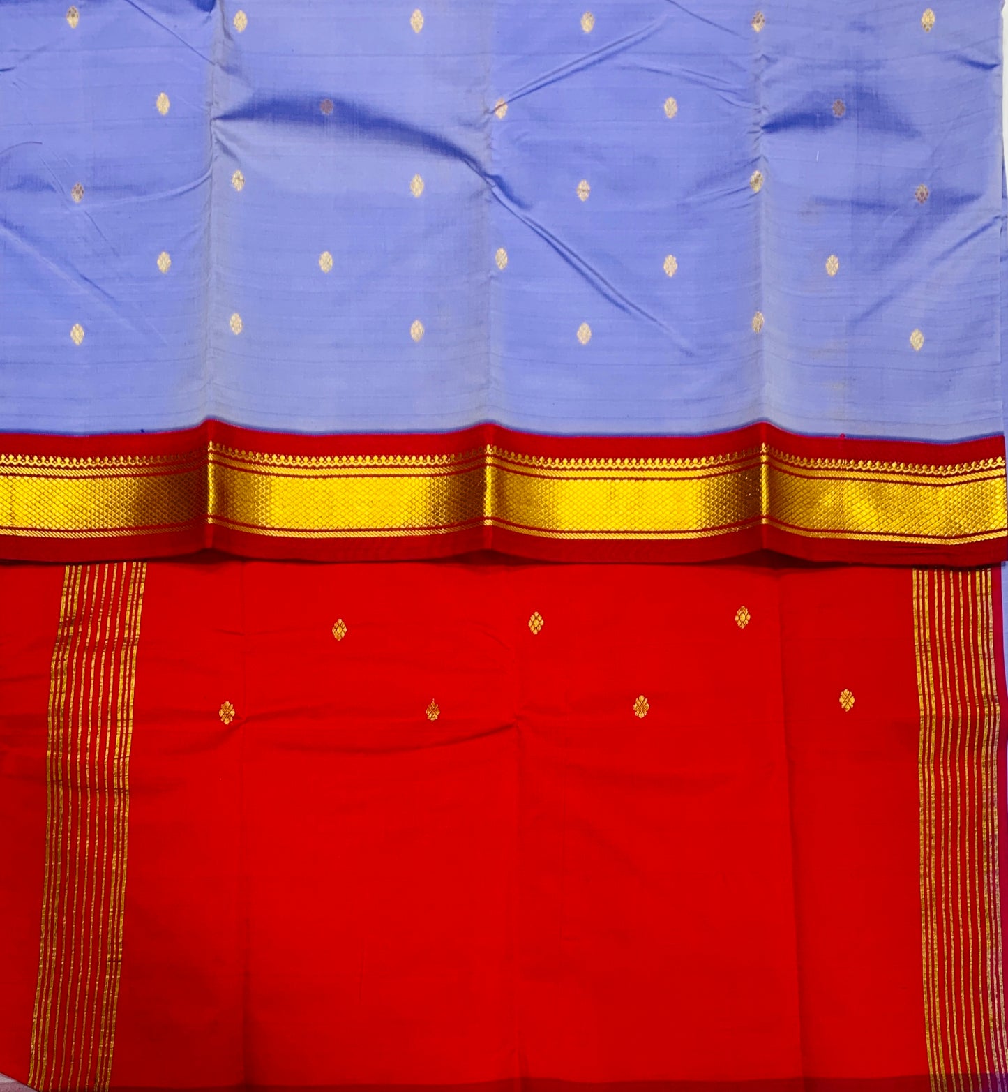 Pure Kanchipuram Silk Saree Lavender shade with Maroon Border