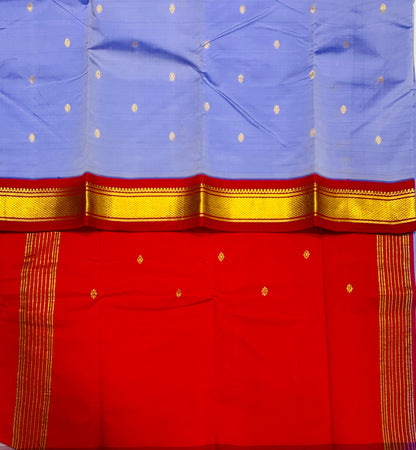 Pure Kanchipuram Silk Saree Lavender shade with Maroon Border