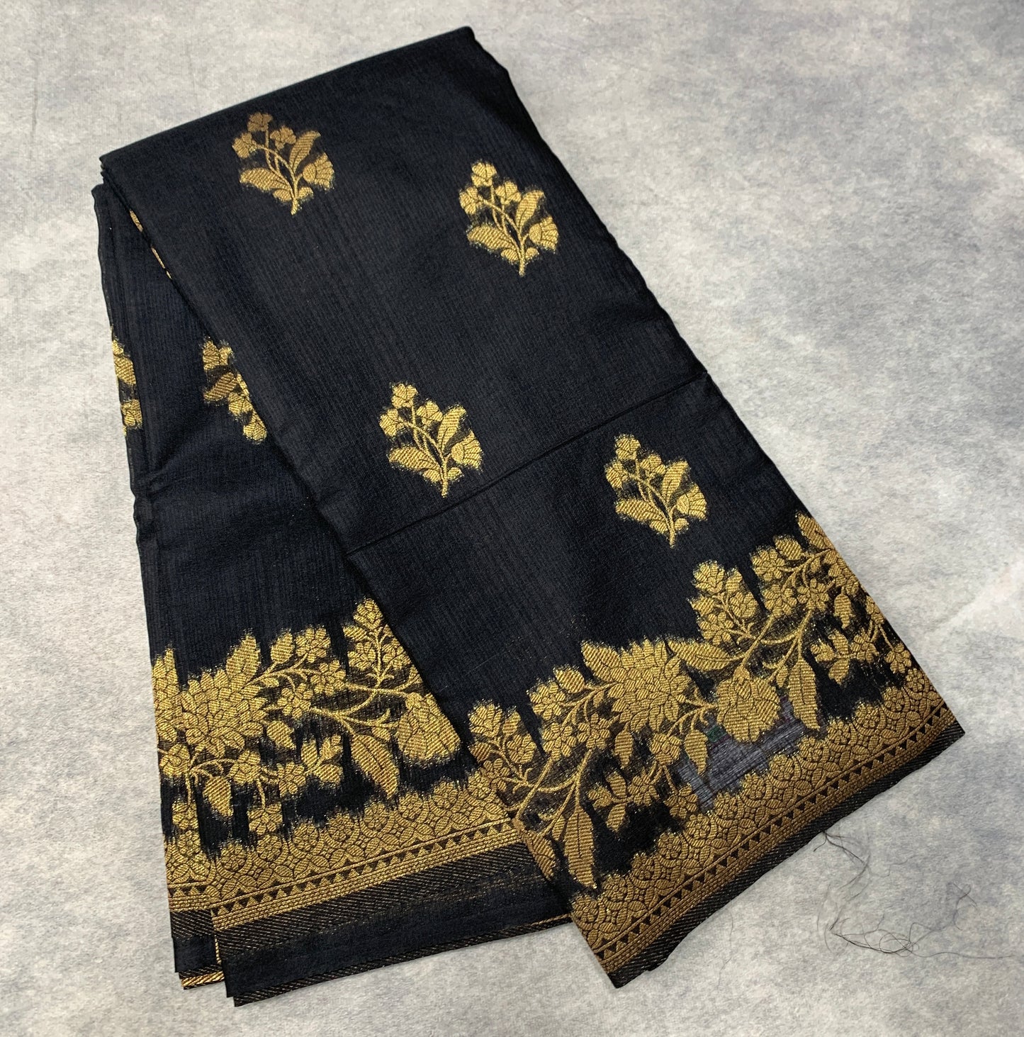 Kora Silk Saree Block Colour with Flower Design Border