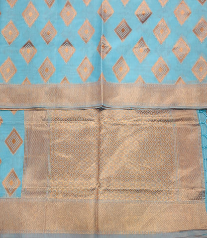 Banaras Katan Saree Sky Blue Colour