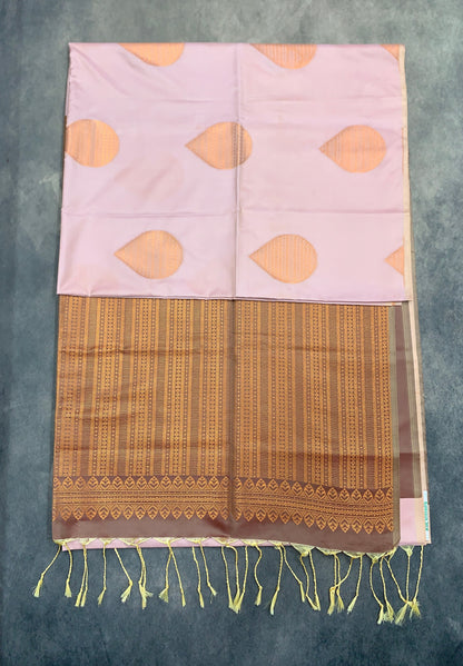 Art Silk Saree Light Salmon Pink Colour with Borderles