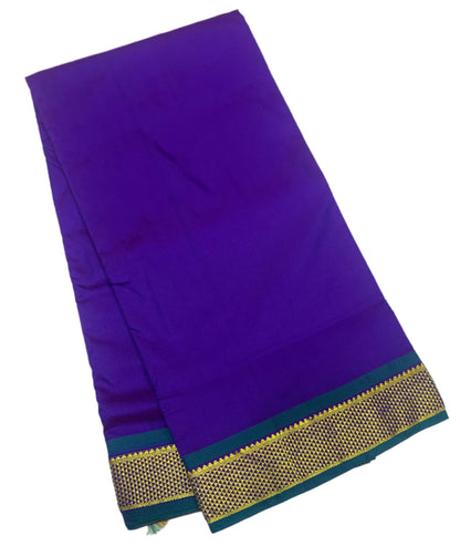 9 yards Vegan Silk Saree Violet Colour