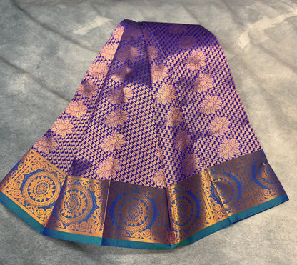 Vegan Silk Saree Lavender Colour Saree with Copper Border