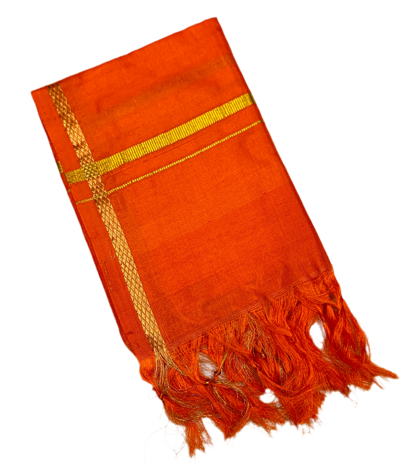 Silk Pooja Towel Orange Colour