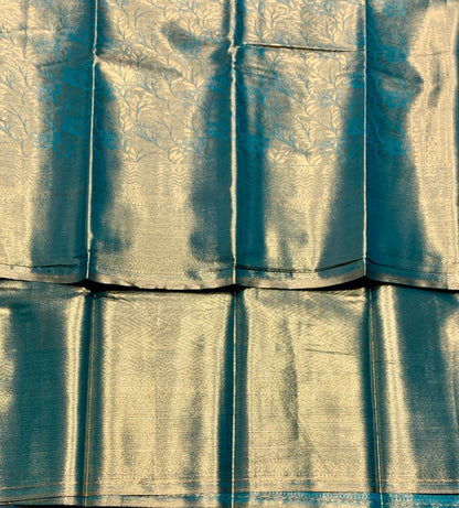 Fancy Tissue Saree Light Sapphire Colour with Self Design Border