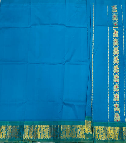 Sky Blue shade Semi silk Kids Pattu Pavadai with Self border for age 5 to 10