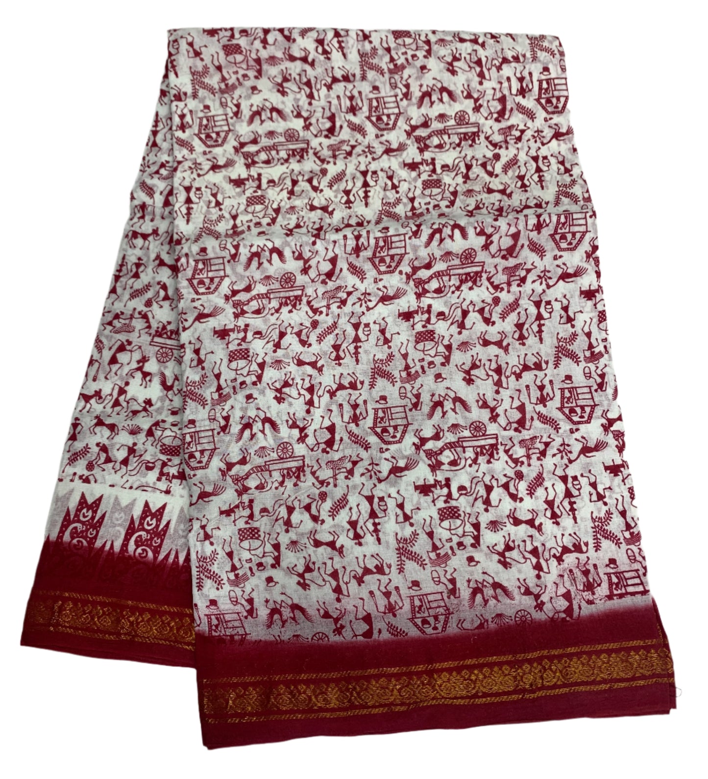 Chettinad Sungudi Cotton White Colour with Printed Saree