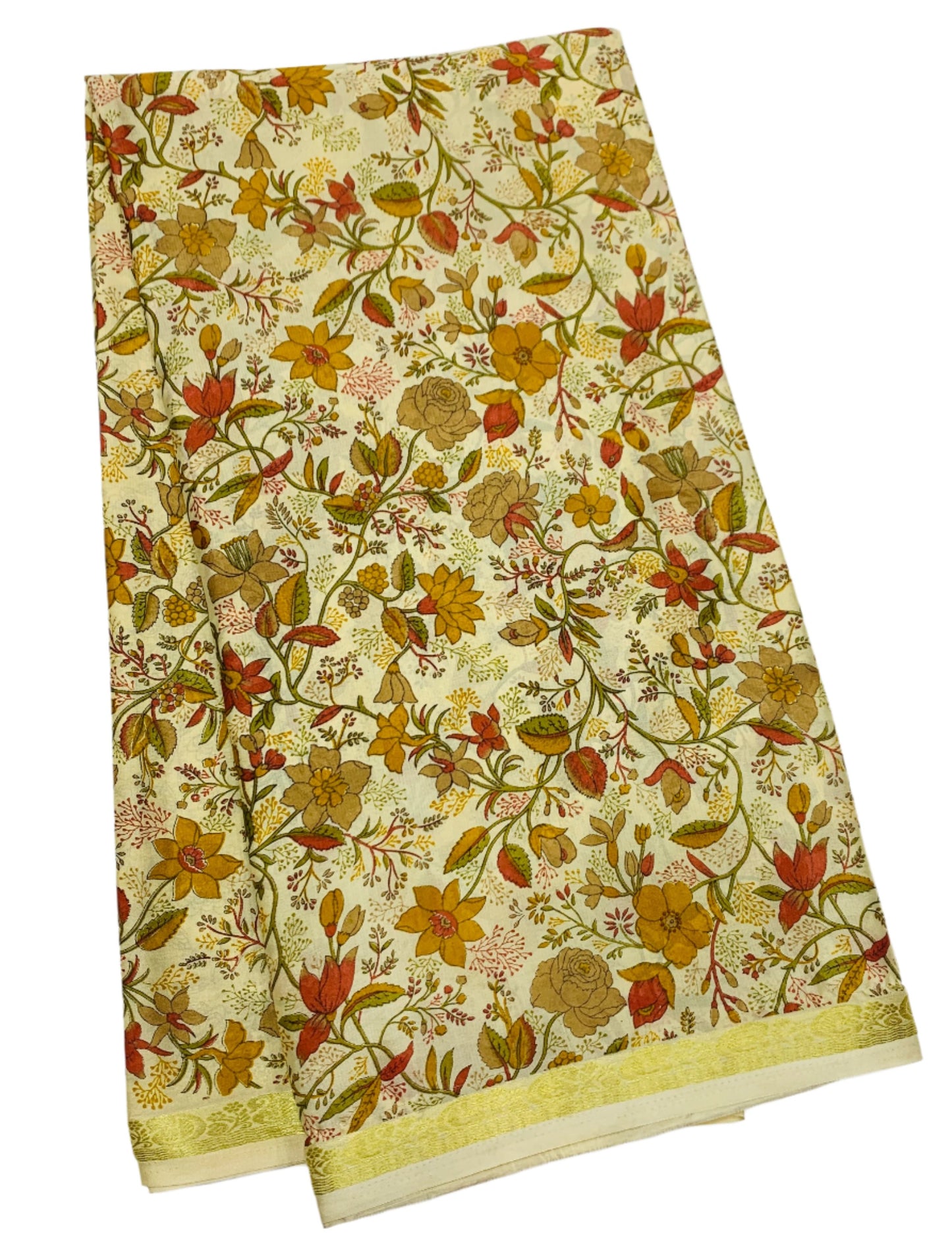 Crepe Saree Tussar Colour with Floral Design