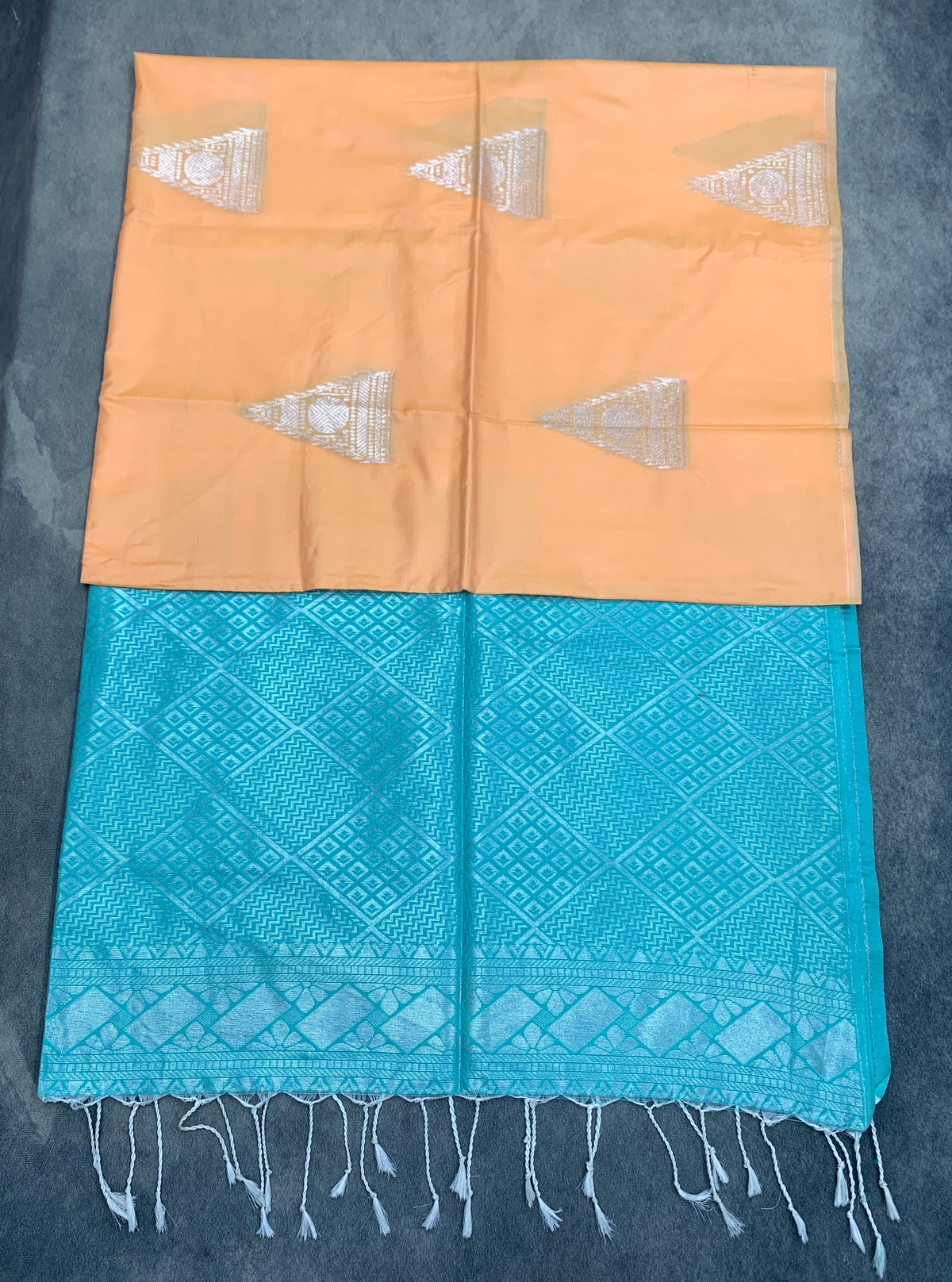 Art Silk Saree Peach Colour with Borderless