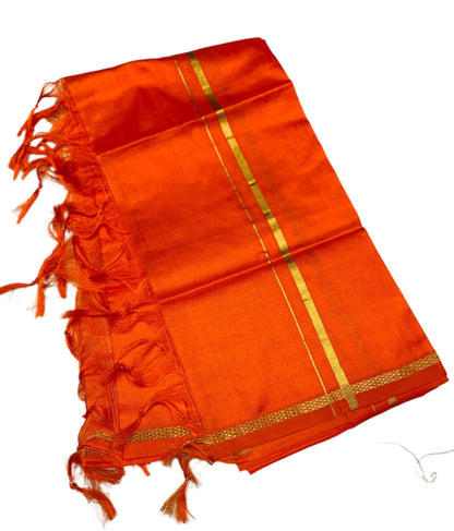 Silk Pooja Towel Orange Colour