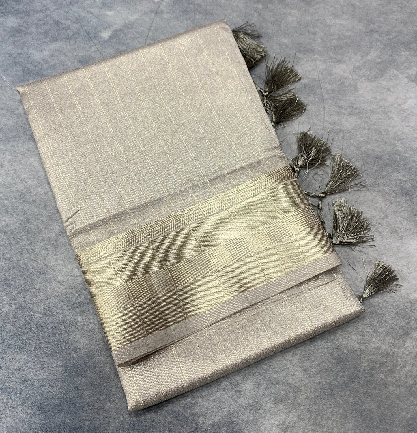 Banaras Katan Saree Light Brown Colour with Katan Work Border