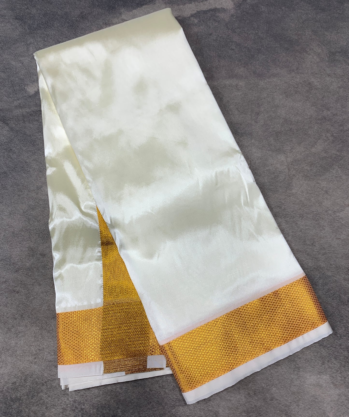 Art Silk Dhoti 8 Mulam Cream Colour with Large Border