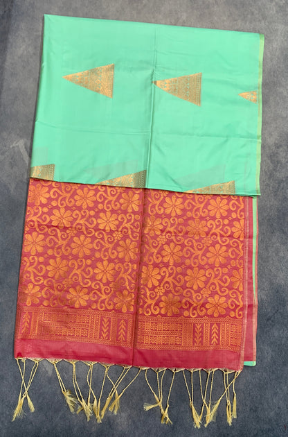 Art Silk Saree Mint Green Colour with Borderless