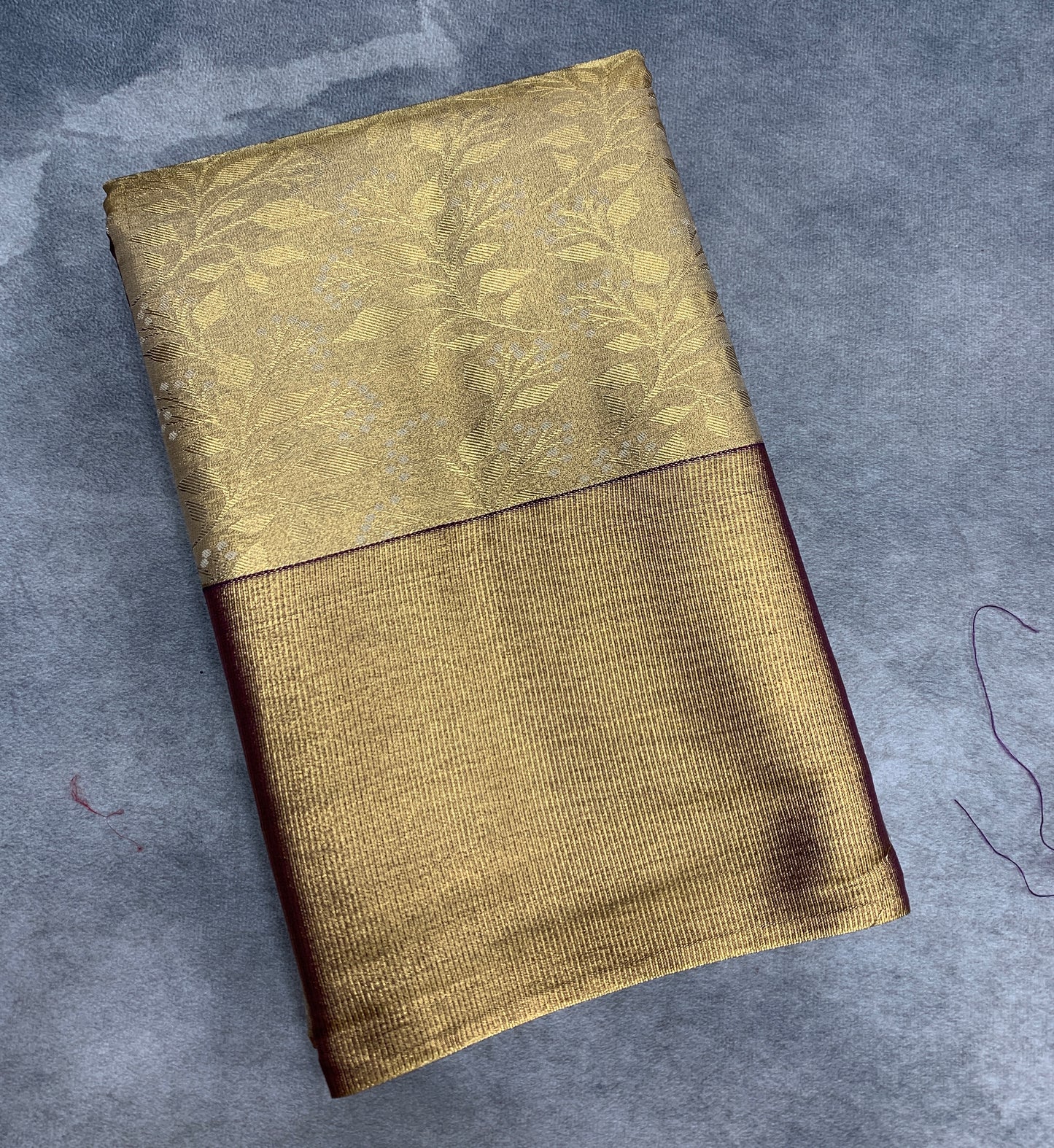 Fancy Tissue Saree Light Golden Colour with Copper Colour Border