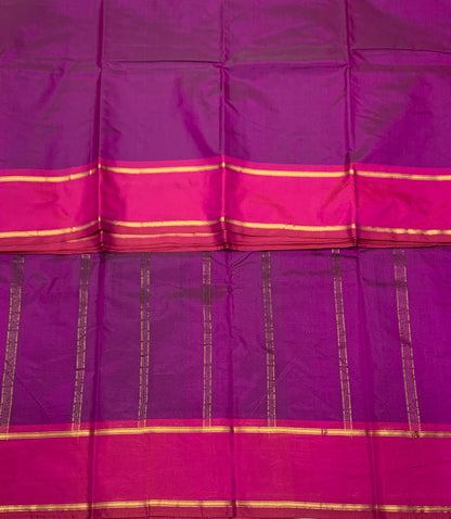 Arani Silk Saree Magenta Colour with Pink and Golden Border