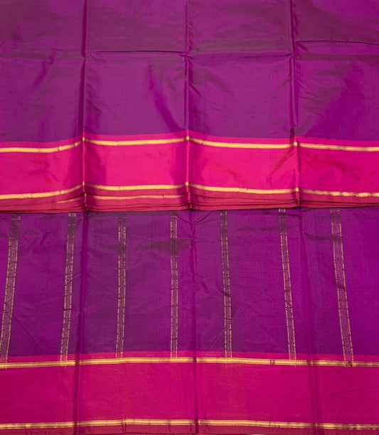 Arani Silk Saree Magenta Colour with Pink and Golden Border