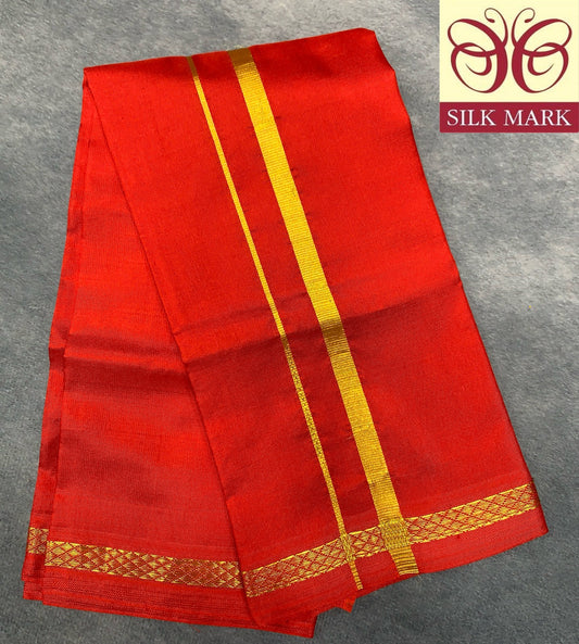 Silk Pooja Towel Red Colour