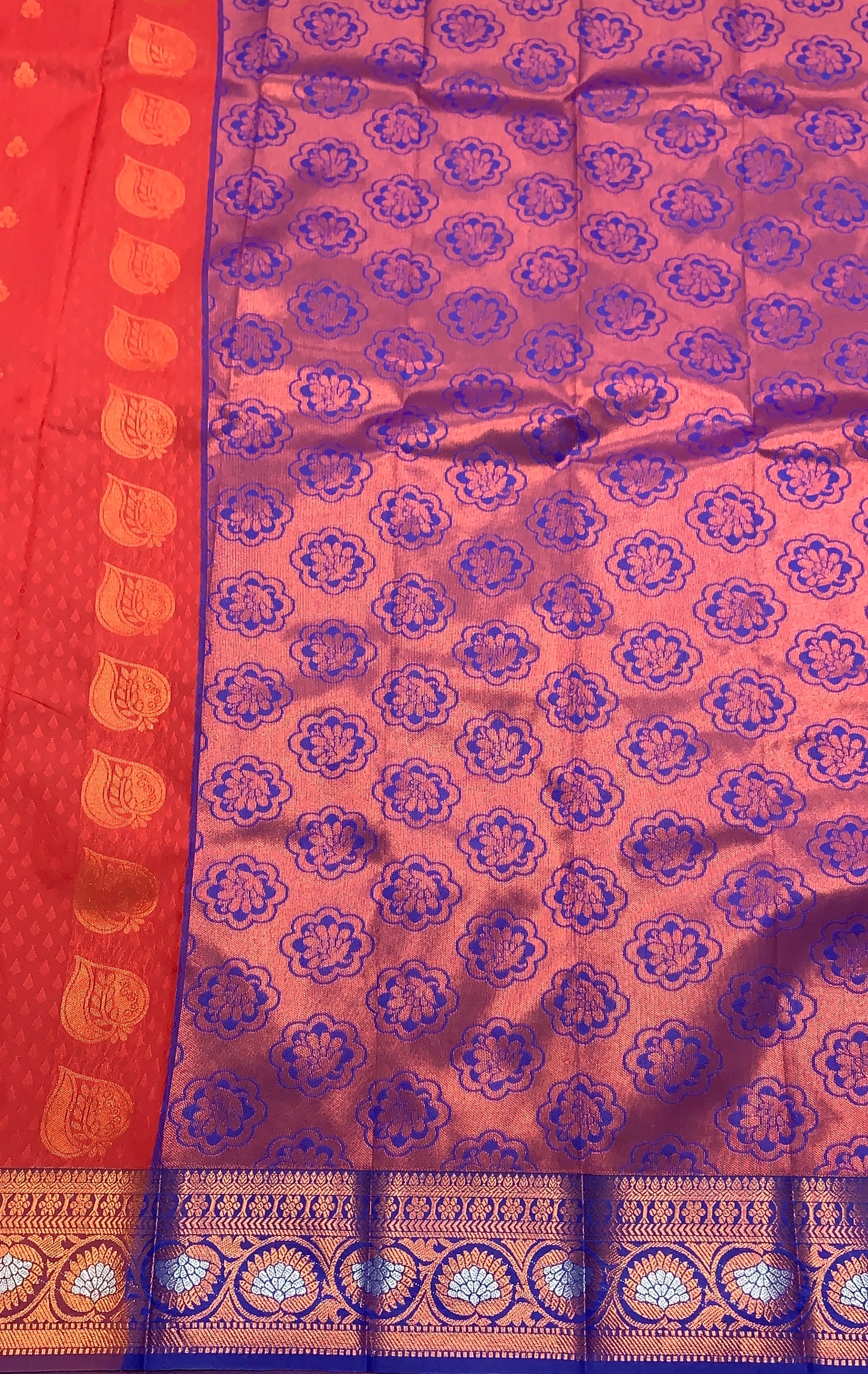 Vegan Silk Saree Maroon Colour Saree with Copper Border