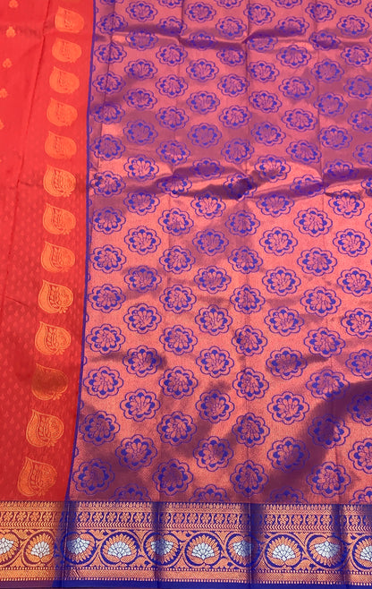 Vegan Silk Saree Maroon Colour Saree with Copper Border