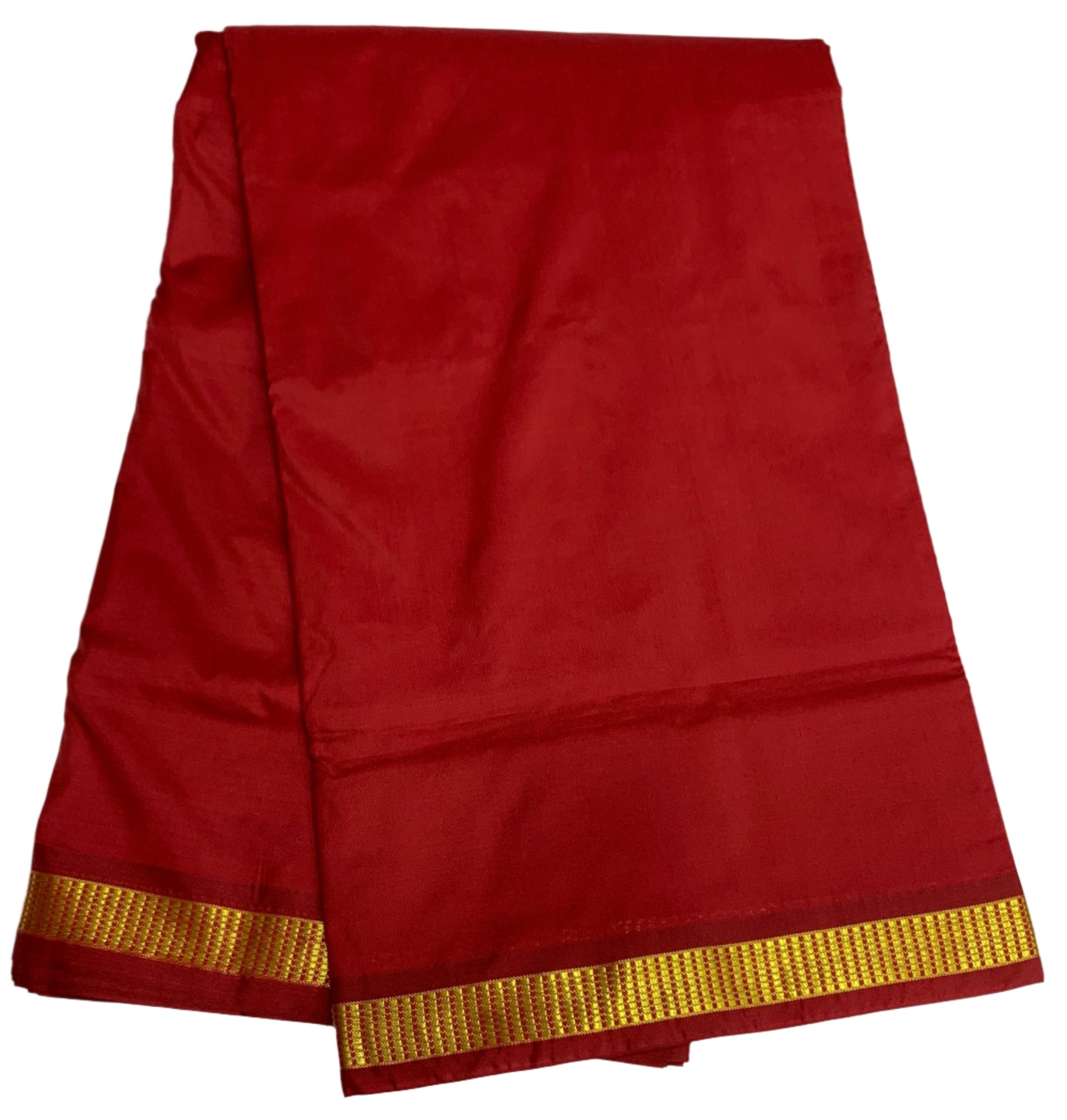 9 yards Vegan Silk Saree Maroon Colour with Golden Border