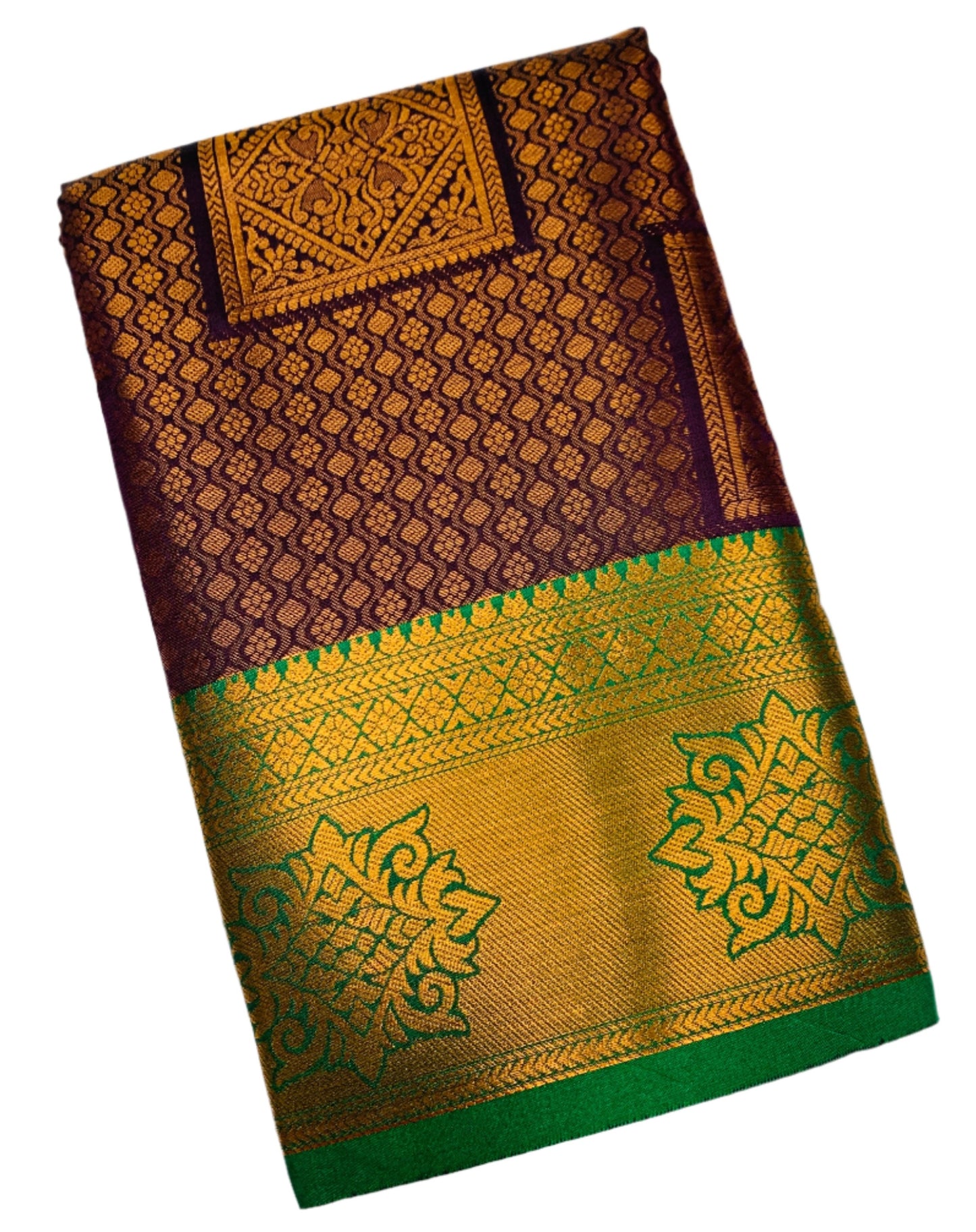 Art Silk Saree Magenta Colour with Green Border