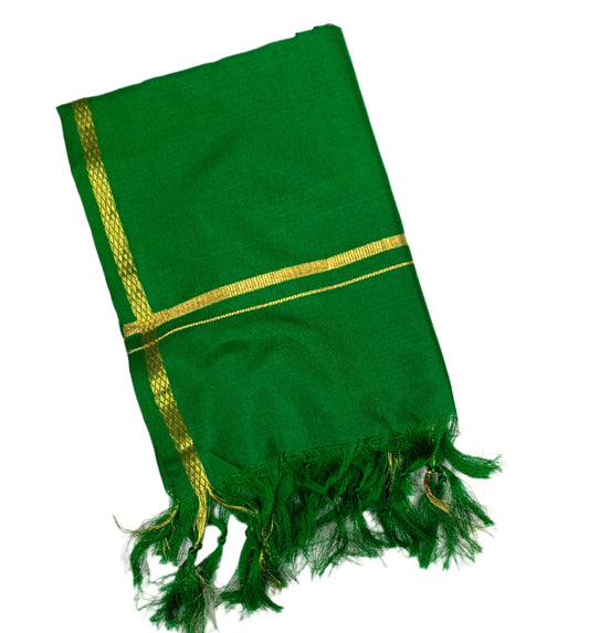 Silk Pooja Towel Green Colour