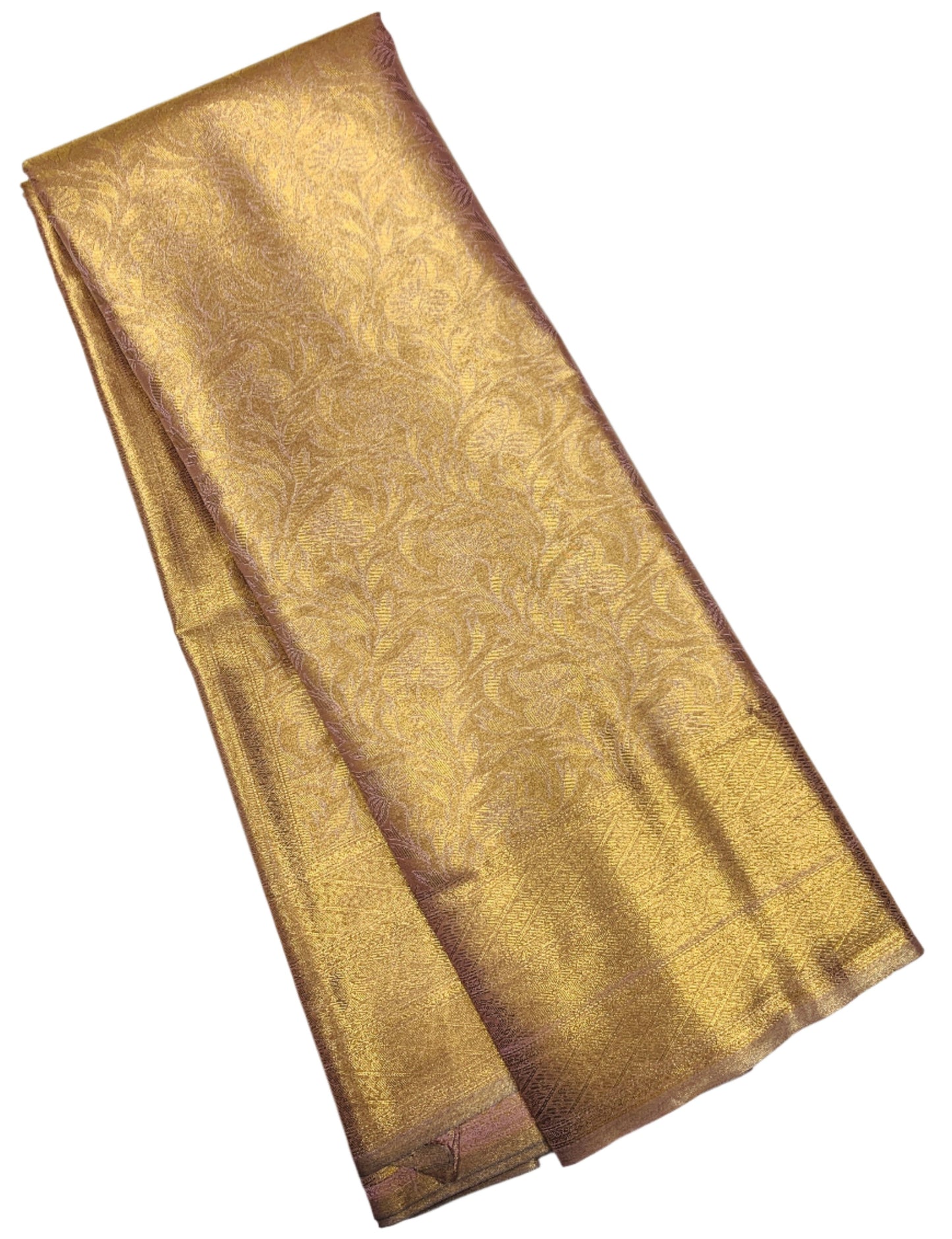 Golden Colour Soft Kanchi Tissue Pattu Saree with Self Border