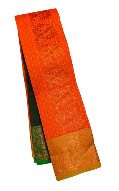 Vegan Silk Saree Orange Colour with Copper Border