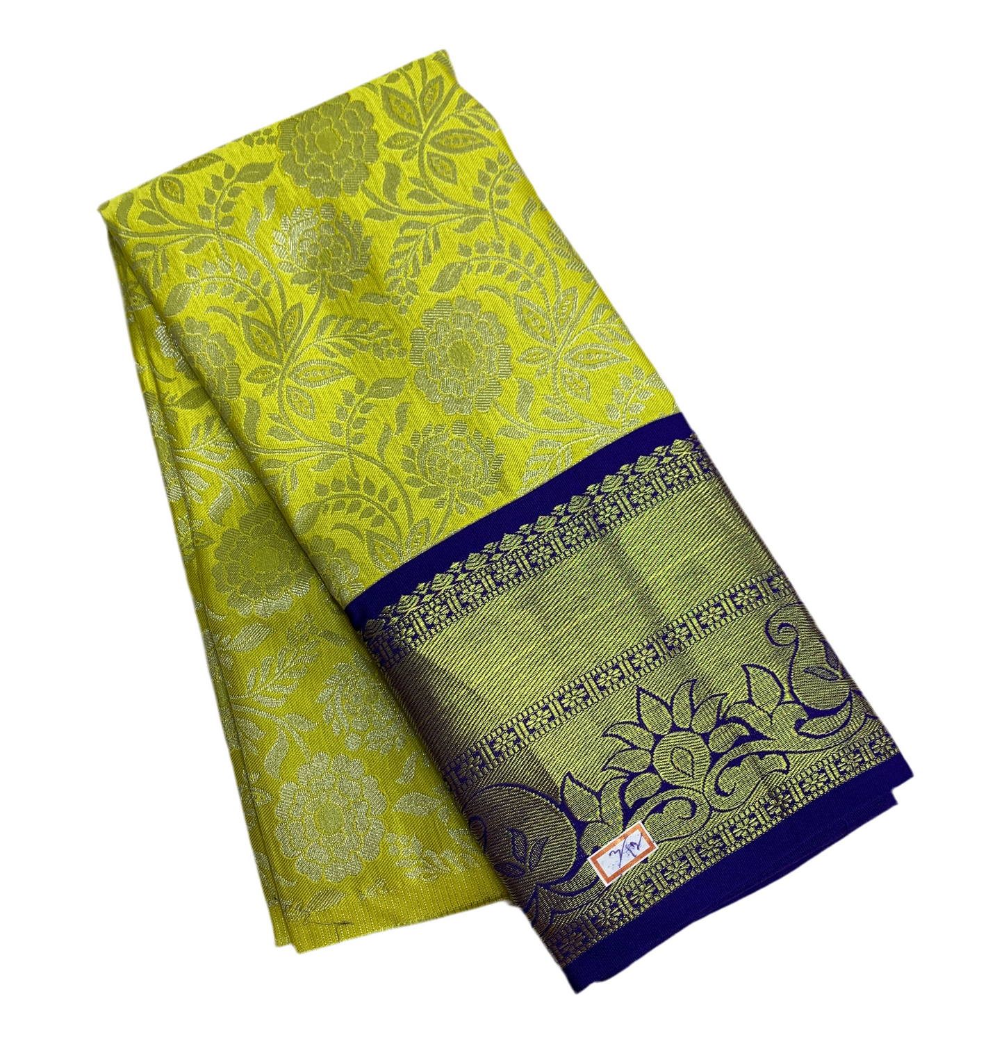 Yellow Shade Vegan Silk Kids Pattu Pavadai with Contrast Border for age 2 to 5