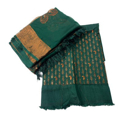 Green saree with Golden border