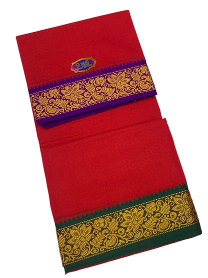 Red Colour Cotton Dhoti 9X5