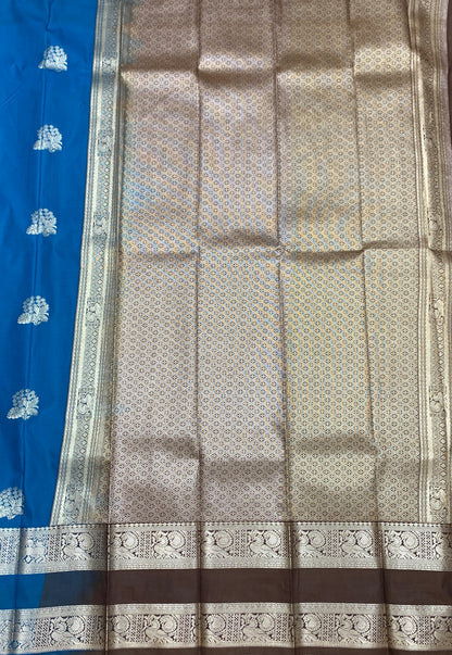 Soft Silk Casual Saree Sky Blue Colour with Rettai Pettu Border
