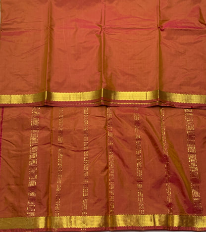 Arani Silk Saree Russet Colour with Golden Border