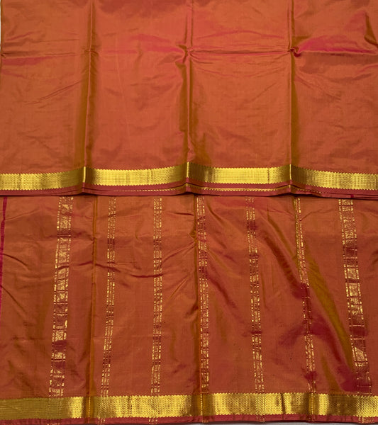 Arani Silk Saree Russet Colour with Golden Border