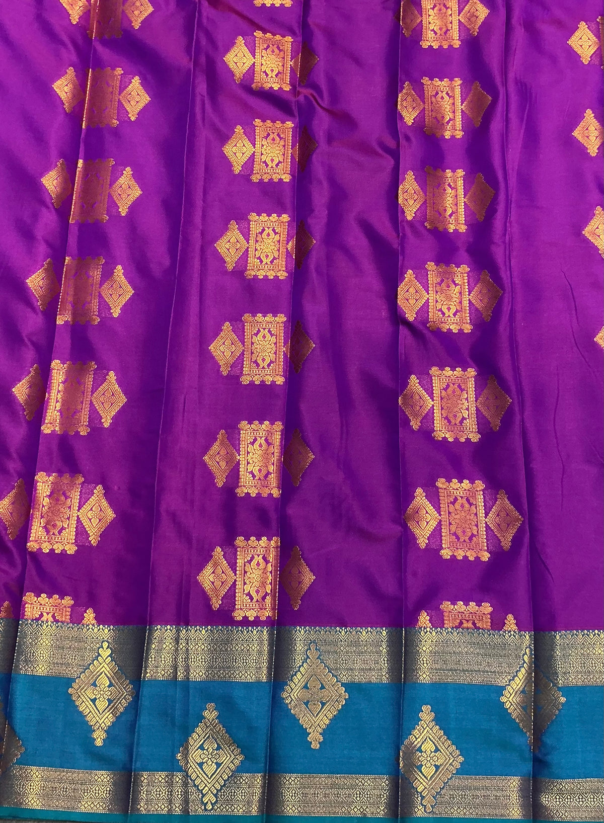 Soft Silk Casual Saree Purple Colour with Rettai Rama Green Colour Border