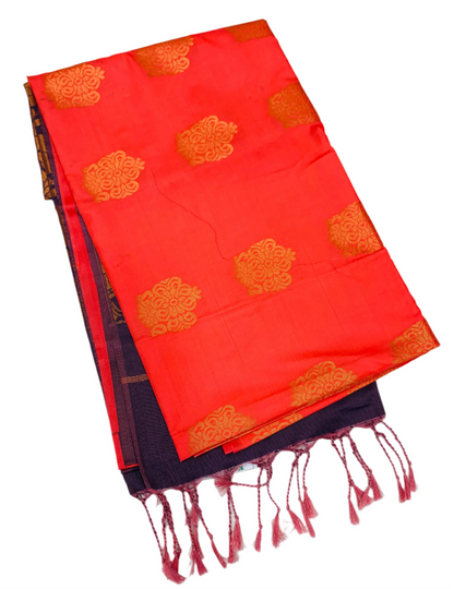 Soft Vegan Silk Saree Peach shade