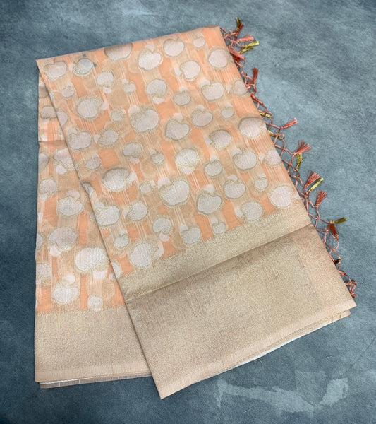 Banaras Katan Saree Orange Colour with Katan Work Border