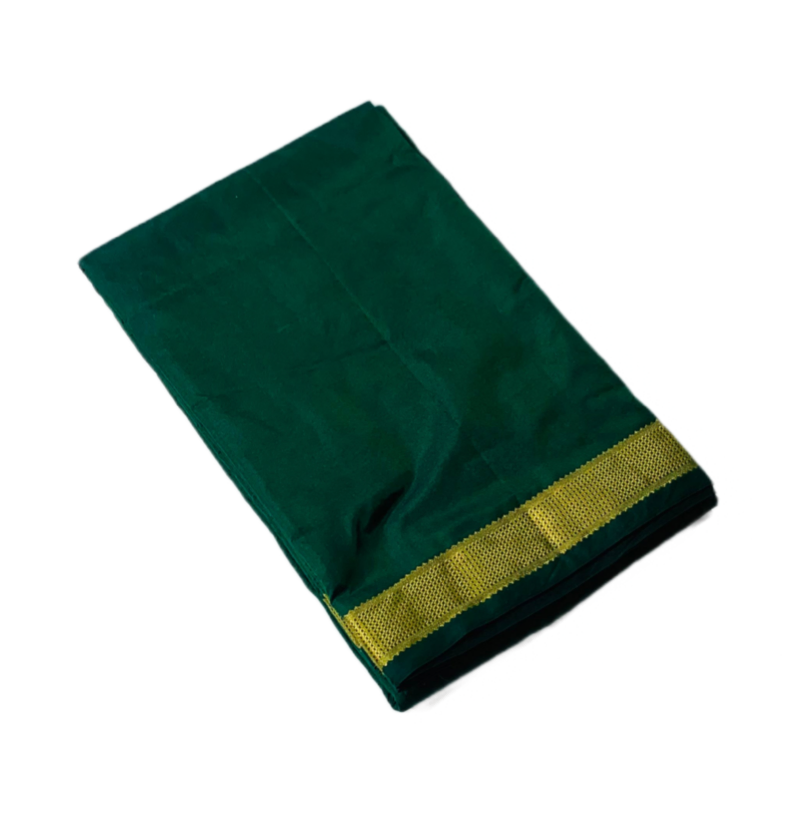 Arani Silk Saree  Dark Green Colour with Golden Border.