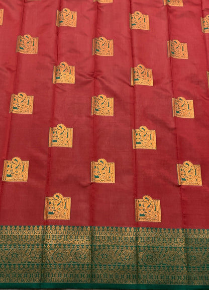 Maroon Colour Art Silk Saree Colour with Green Border