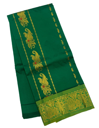 Green shade Semi silk Kids Pattu Pavadai with Contrast border for age 5 to 10