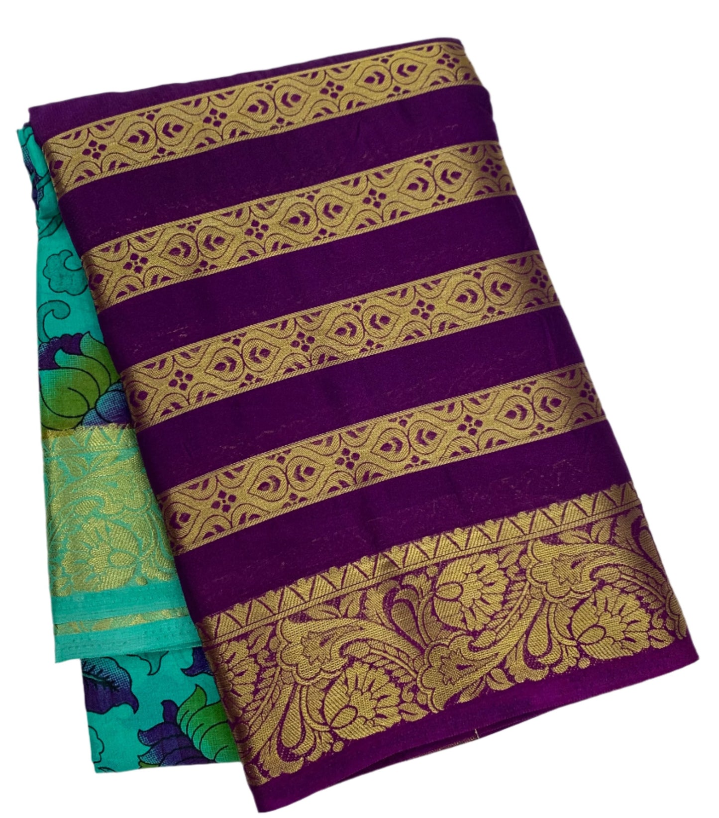 Crepe Saree Pastel Green Colour with Big Magenta Border