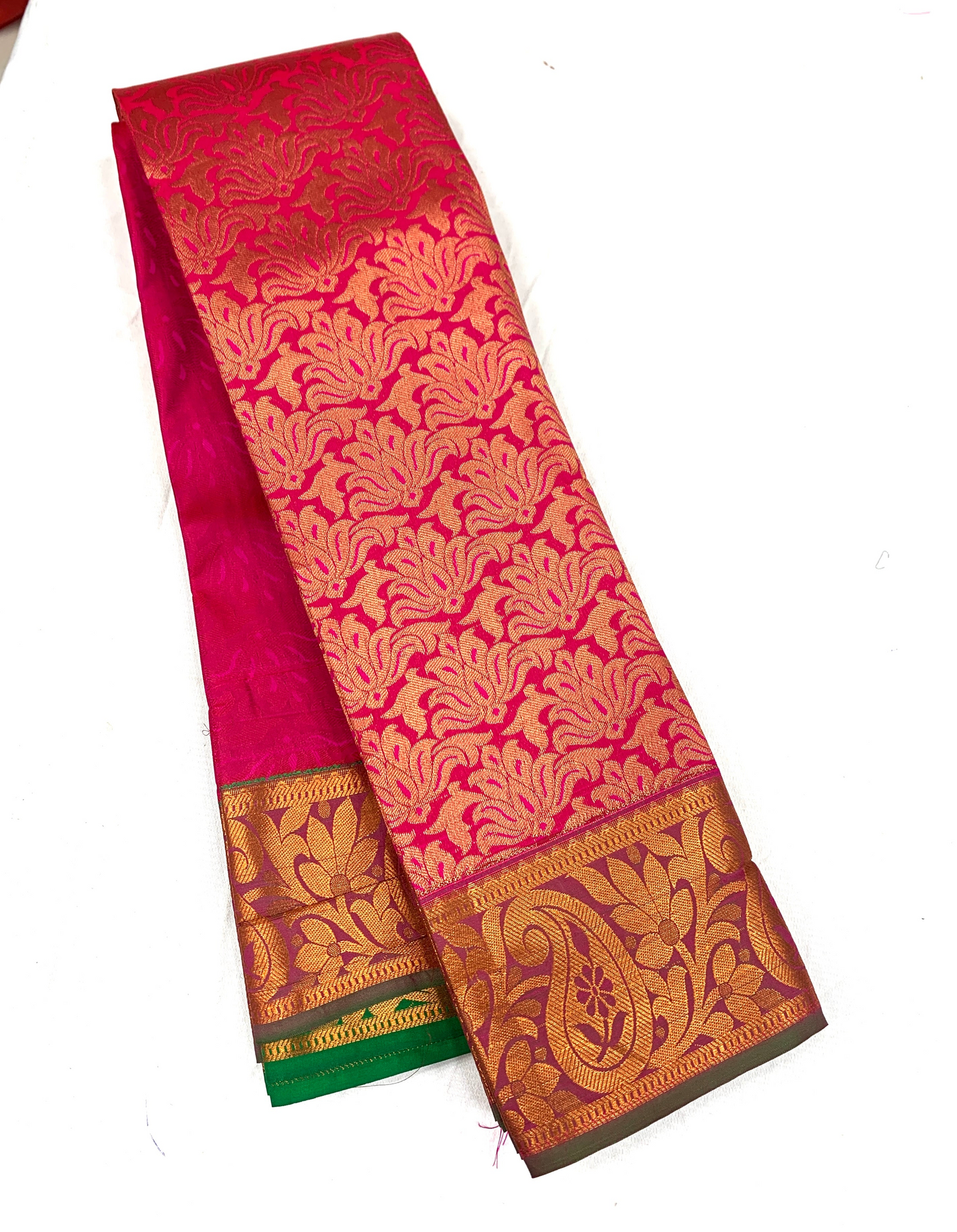 Vegan Silk Saree Pink Colour with Copper Border with Mango design