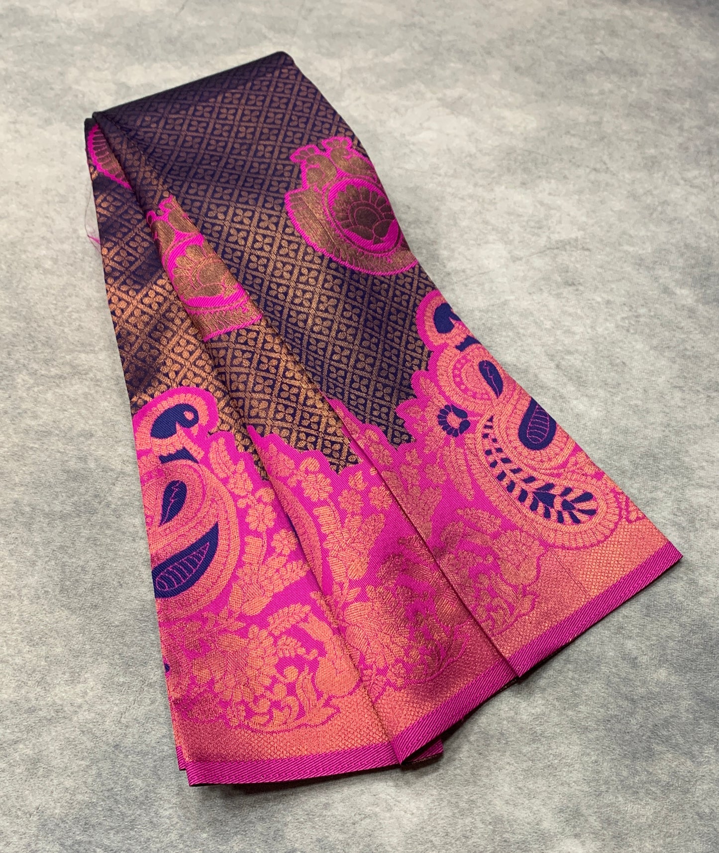 Blue Colour Art Silk Saree with Pink Border