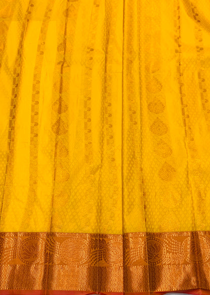 Vegan Silk Saree Yellow shade with Copper Border