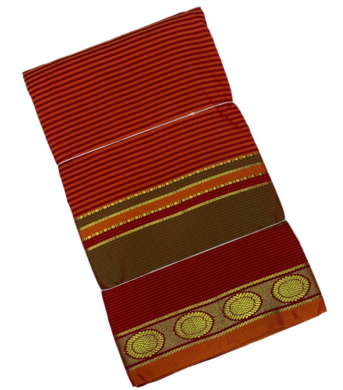 Arani Silk Saree Maroon Colour with Olive Green and Maroon Border