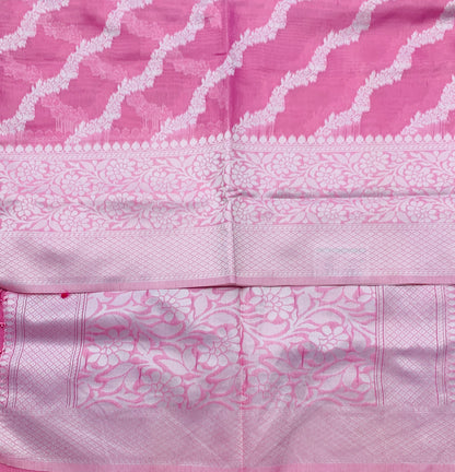 Banaras Katan Saree Baby Pink Colour with Katan Work Border