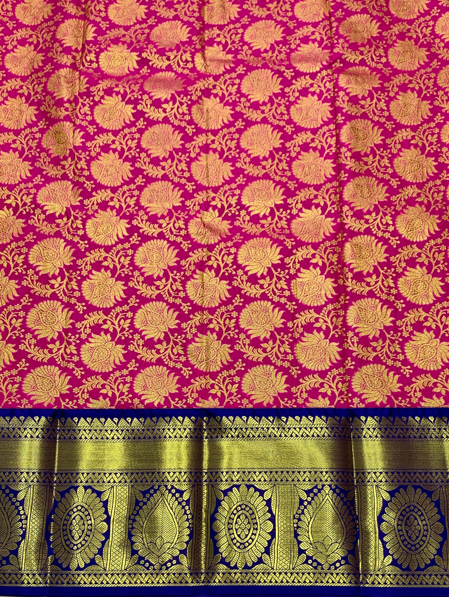 Pink shade Vegan Silk Kids Pattu Pavadai with Contrast border for age 5 to 10